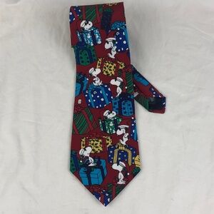 Vintage Snoopy & Friends Peanuts NeckTie Red DO NOT OPEN ‘TIL CHRISTMAS Silk USA